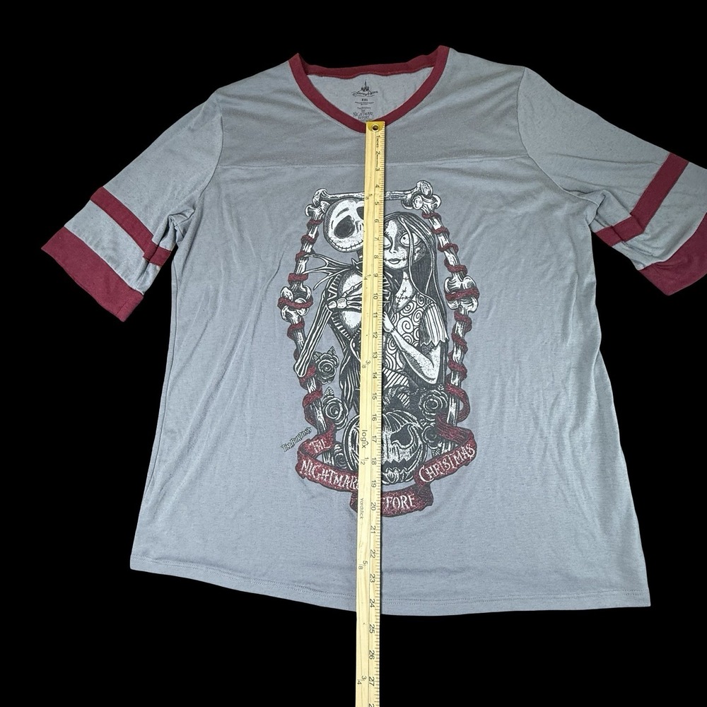 Disney Parks Jack & Sally Nightmare Before Christmas Quarter Sleeve Ringer XXL - Picture 10 of 16